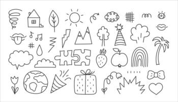 Big vector set of abstract line doodles