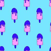 Melting ice cream colorful seamless pattern in doodle style vector