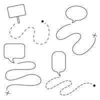 Black and white vector set with hand drawn icons of various routes. Signs, cross, path