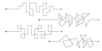 complejo fácil sencillo camino desde comienzo a idea. caos simplificando, problema resolviendo y negocio soluciones idea buscando concepto vector ilustración. mano dibujado garabatear Escribiendo caos líneas