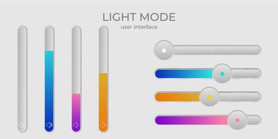 Light mode ui simple elegant set switcher, volume bar design vector