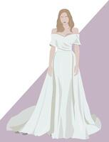 young woman in wedding dress vector