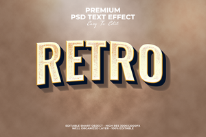3D retro text effect psd