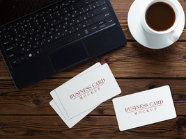 Wooden Background Business Card Mock-up psd
