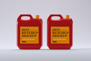 Duplo quente ketchup embalagem garrafa brincar modelo psd