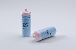 Realistic cycling water bottle branding mockup psd