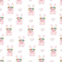 Cute bunnies seamless pattern. Children's birthday wallpaper. Template for textile, wallpaper, packaging, cover, web, card, box, print, banner, ceramics vector