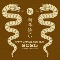 Happy Chinese new year 2025 Zodiac sign, year of the Snake vector