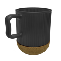 Black mug with cork on transparent background png