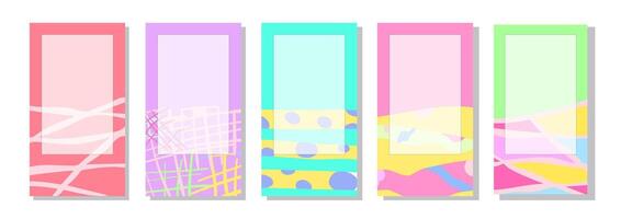 Creative concept of summer bright and juicy cards set. Modern abstract art design with smooth shapes. vector