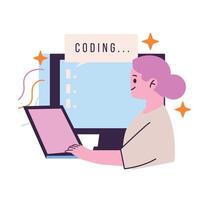 Coding On Computer Illustration vector