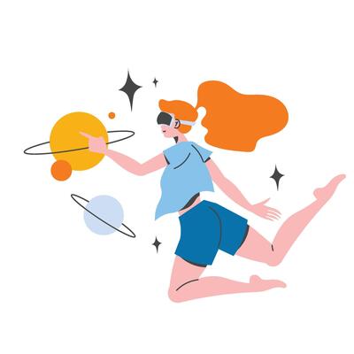Girl In Virtual World Illustration