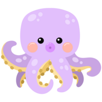 Cute purple octopus png