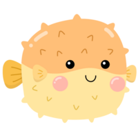 Pastell- Orange Puffer Fisch png