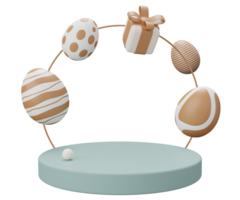 Ostern Ei Podium Sockel. 3d machen Illustration. glücklich Ostern Sockel Szene zum Produkt Anzeige png