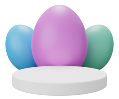 easter egg podium pedestal. 3d render illustration. Happy Easter pedestal scene for product display png