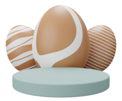 Ostern Ei Podium Sockel. 3d machen Illustration. glücklich Ostern Sockel Szene zum Produkt Anzeige png