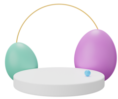 Ostern Ei Podium Sockel. 3d machen Illustration. glücklich Ostern Sockel Szene zum Produkt Anzeige png