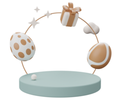 Ostern Ei Podium Sockel. 3d machen Illustration. glücklich Ostern Sockel Szene zum Produkt Anzeige png