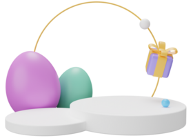 Pascua de Resurrección huevo podio pedestal. 3d hacer ilustración. contento Pascua de Resurrección pedestal escena para producto monitor png