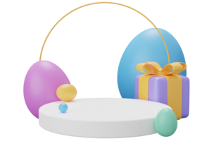 easter egg podium pedestal. 3d render illustration. Happy Easter pedestal scene for product display png