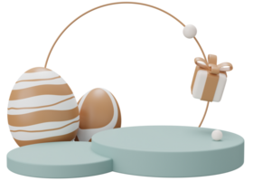 Ostern Ei Podium Sockel. 3d machen Illustration. glücklich Ostern Sockel Szene zum Produkt Anzeige png