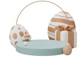 easter egg podium pedestal. 3d render illustration. Happy Easter pedestal scene for product display png