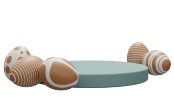 Ostern Ei Podium Sockel. 3d machen Illustration. glücklich Ostern Sockel Szene zum Produkt Anzeige png