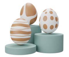 Ostern Ei Podium Sockel. 3d machen Illustration. glücklich Ostern Sockel Szene zum Produkt Anzeige png