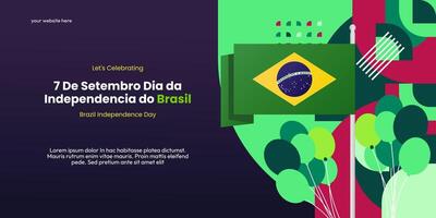 Brazil Independence Day banner in colorful modern geometric style. National Independence Day greeting card cover with typography. Vector illustration for national holiday celebration party