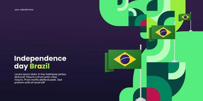 Brazil Independence Day banner in colorful modern geometric style. National Independence Day greeting card cover with typography. Vector illustration for national holiday celebration party