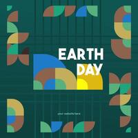 Earth day banner. Modern geometric abstract background in environmental colors for Earth Day. Happy Earth Day greeting card cover with text. Vector illustration of Earth Day for awareness