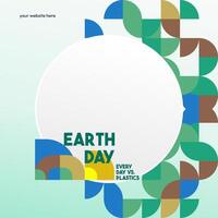 Earth day banner. Modern geometric abstract background in environmental colors for Earth Day. Happy Earth Day greeting card cover with text. Vector illustration of Earth Day for awareness