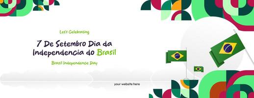 Brazil Independence Day banner in modern colorful geometric style. National Independence Day greeting card with typography. Horizontal background for national holiday celebration party vector