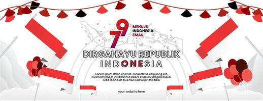 Happy Indonesian Independence Day background in geometric style. Happy Indonesia National Day cover with typography. Vector Illustration. Suitable for greeting cards, ads banner and party invitations