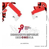 Happy Indonesian Independence Day background in geometric style. Happy Indonesia National Day cover with typography. Vector Illustration. Suitable for greeting cards, ads banner and party invitations