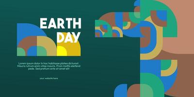 Earth day banner. Modern geometric abstract background in environmental colors for Earth Day. Happy Earth Day greeting card cover with text. Vector illustration of Earth Day for awareness