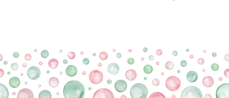 Banner of abstract seamless polka dot. Circle in soft pastel pink, green colors. Creative minimalist style. Splashes, bubbles, round doodle spots, brush strokes, stains. Watercolor illustration png