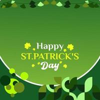 Happy St Patrick's Day square banner in modern geometric style. Great for greeting covers, social posters and St Patrick's Day celebration party invitations with text. Vector illustration