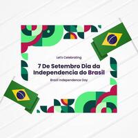 Brasil independencia día bandera en vistoso moderno geométrico estilo. nacional independencia día saludo tarjeta cuadrado bandera con tipografía. vector ilustración para nacional fiesta celebracion fiesta