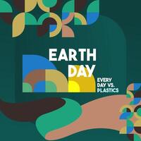 Earth day banner. Modern geometric abstract background in environmental colors for Earth Day. Happy Earth Day greeting card cover with text. Vector illustration of Earth Day for awareness