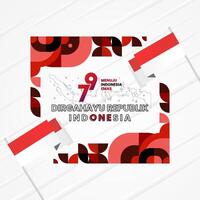 Happy Indonesian Independence Day background in geometric style. Happy Indonesia National Day cover with typography. Vector Illustration. Suitable for greeting cards, ads banner and party invitations