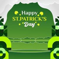 Happy St Patrick's Day square banner in modern geometric style. Great for greeting covers, social posters and St Patrick's Day celebration party invitations with text. Vector illustration