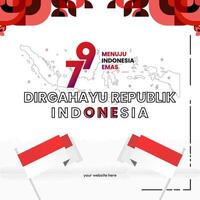 Happy Indonesian Independence Day background in geometric style. Happy Indonesia National Day cover with typography. Vector Illustration. Suitable for greeting cards, ads banner and party invitations