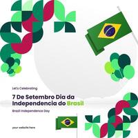 Brazil Independence Day banner in colorful modern geometric style. National Independence Day greeting card square banner with typography. Vector illustration for national holiday celebration party