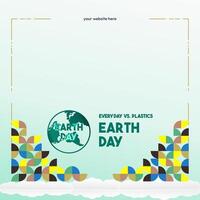 Earth day banner. Modern geometric abstract background in environmental colors for Earth Day. Happy Earth Day greeting card cover with text. Vector illustration of Earth Day for awareness