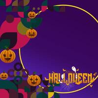 Happy Halloween background in geometric style. Happy Halloween cover with pumpkins, spider webs and typography. Suitable for posters, greeting cards and party invitations for Halloween celebrations vector