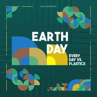 Earth day banner. Modern geometric abstract background in environmental colors for Earth Day. Happy Earth Day greeting card cover with text. Vector illustration of Earth Day for awareness