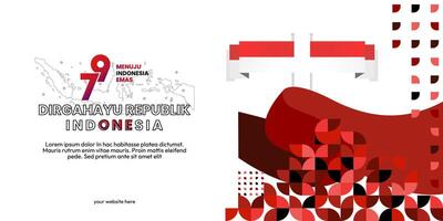 contento indonesio independencia día antecedentes en geométrico estilo. contento Indonesia nacional día cubrir con tipografía. vector ilustración. adecuado para saludo tarjetas, anuncios bandera y fiesta invitaciones