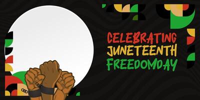 diecinueve de junio libertad día bandera. africano americano libertad día a celebrar. resumen antecedentes con geométrico diseño para diecinueve de junio libertad día vector